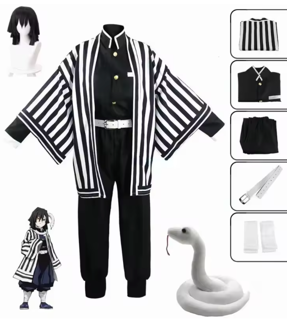 Cosplay Demon Slayer – Obanai Iguro + Perruque & Accessoires