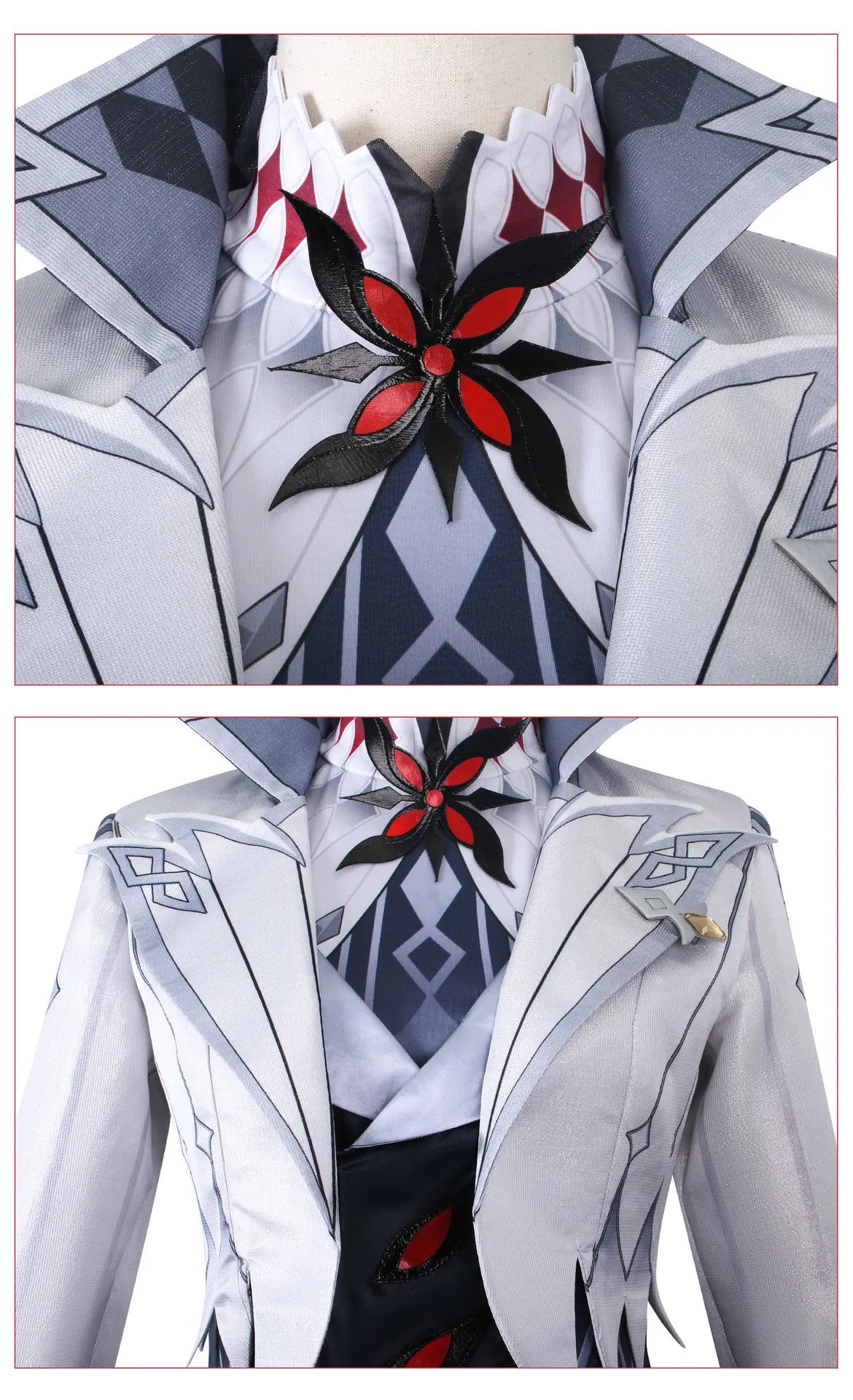 Cosplay Genshin Impact – Costume complet Fatui Harbinger + Perruque & Accessoires