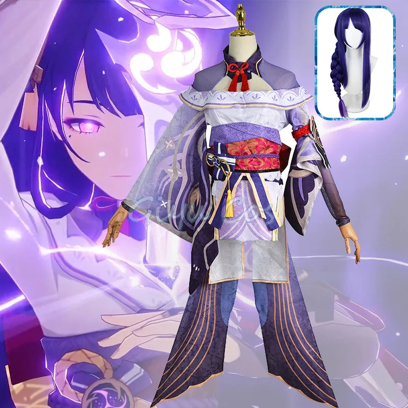 Cosplay Genshin Impact – Raiden Shogun Beelzebul+ Perruque & Accessoires