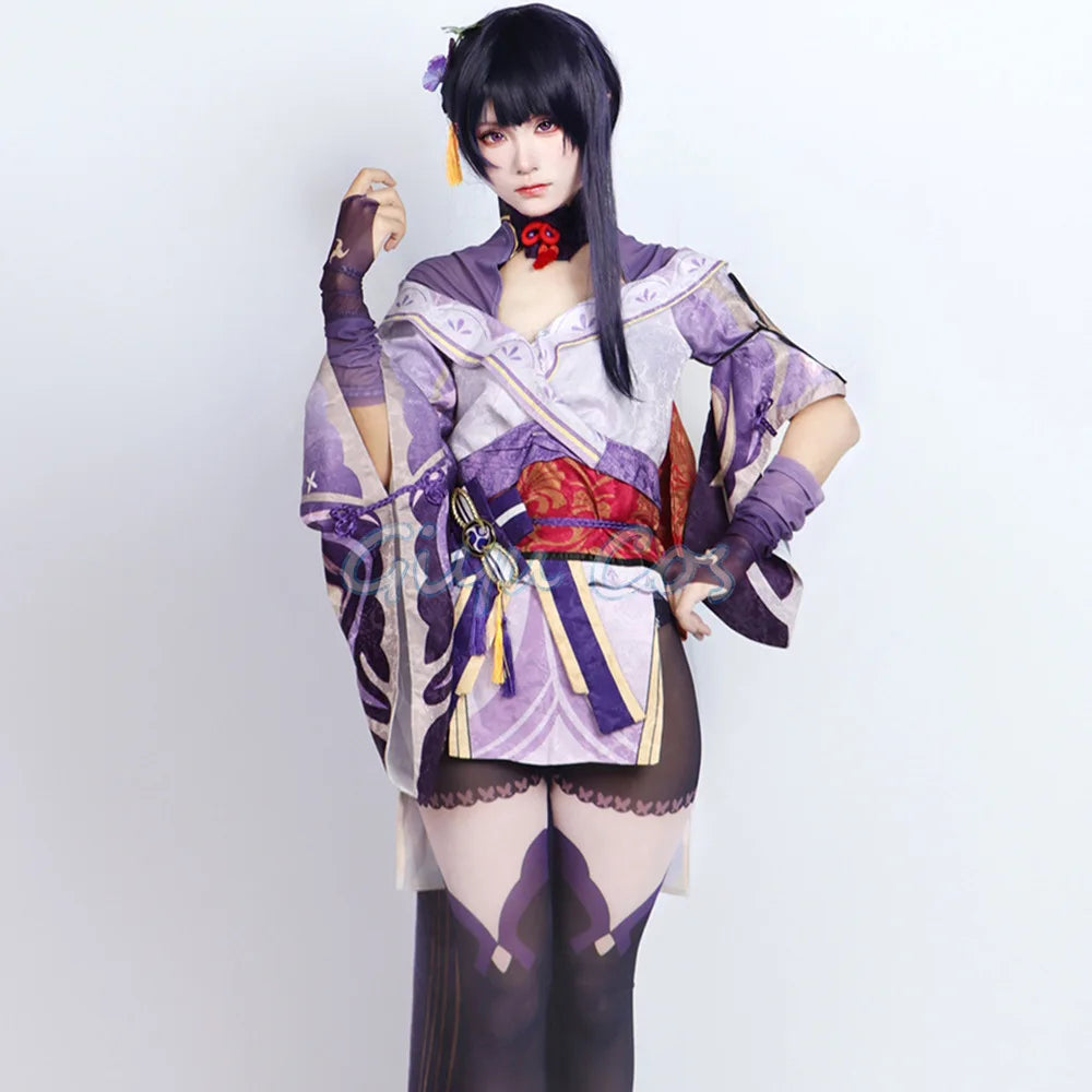 Cosplay Genshin Impact – Raiden Shogun Beelzebul+ Perruque & Accessoires