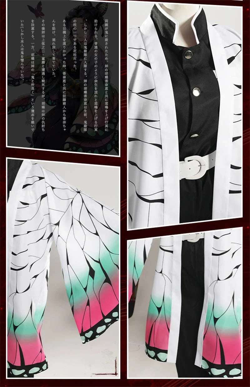 Anime Demon Slayer Kimetsu Geen Yaiba Kochou Shinobu Cosplay Kostuum Pruik Set Kimono Uniform Halloween Anime Kostuums Voor Kid