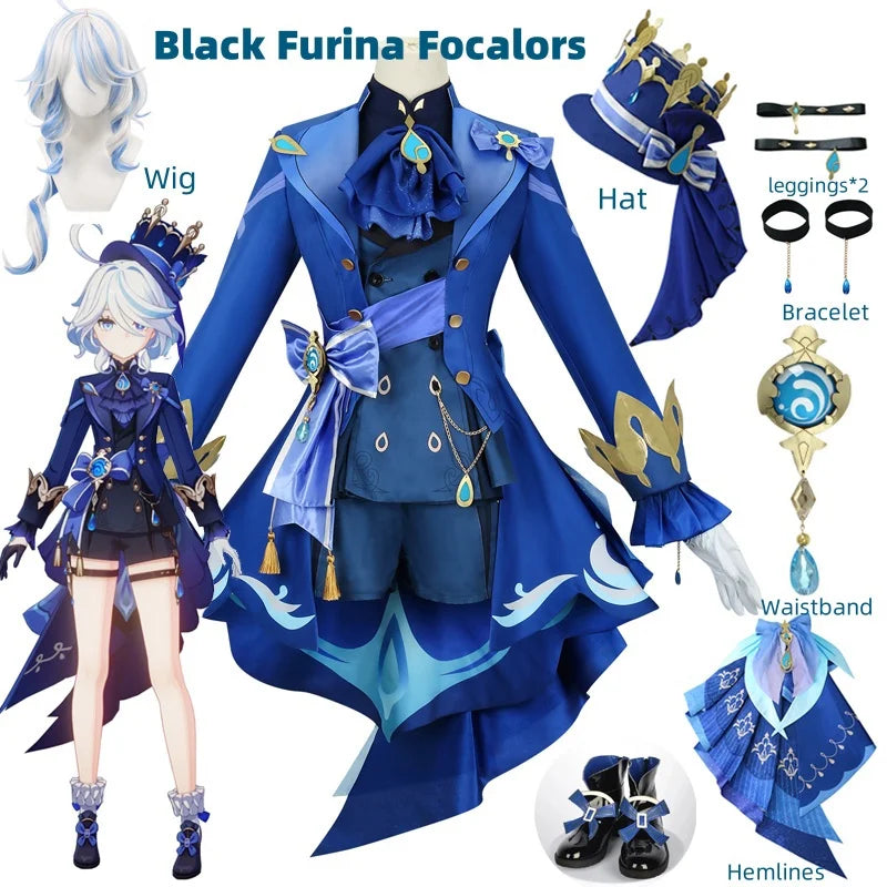 Cosplay Genshin Impact – Costume complet de Focalors + Perruque & Accessoires