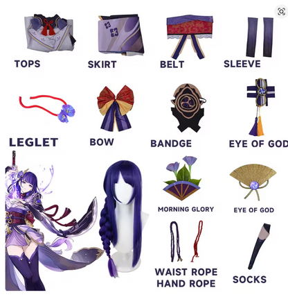 Cosplay Genshin Impact – Raiden Shogun Beelzebul+ Perruque & Accessoires