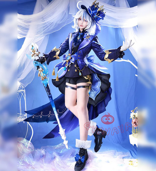 Cosplay Genshin Impact – Costume complet de Focalors + Perruque & Accessoires