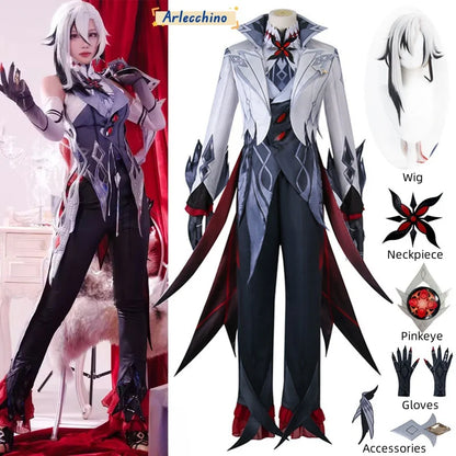 Cosplay Genshin Impact – Costume complet Fatui Harbinger + Perruque & Accessoires